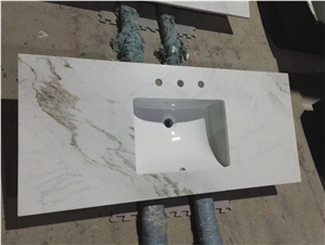 Italian White Carrara Statuario Polished Marble Countertop