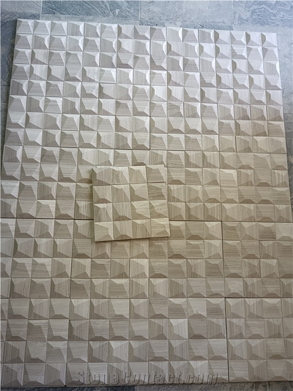 Natural Marble Mosaic 3D Wall Design Outdoor Cladding Cover