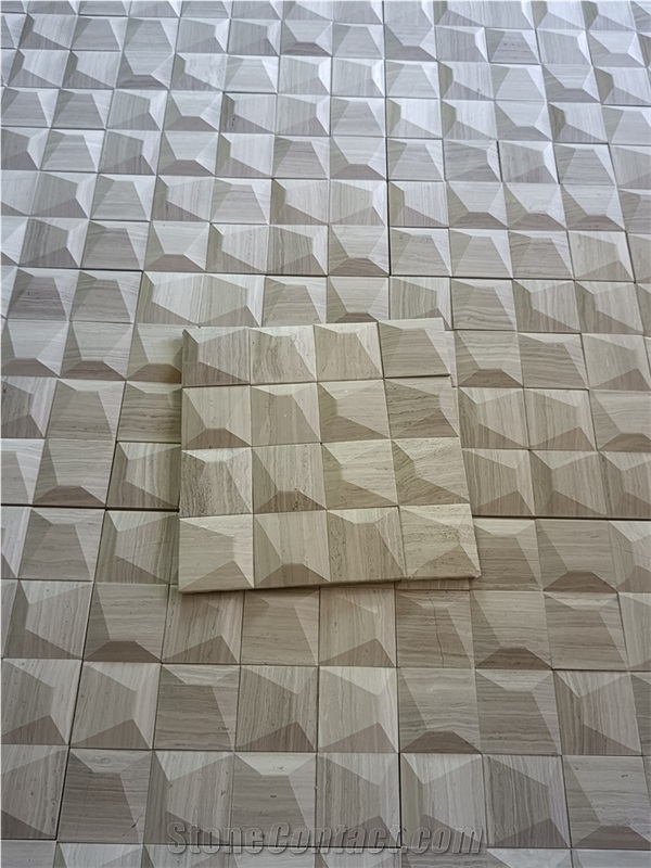 Natural Marble Mosaic 3D Wall Design Outdoor Cladding Cover
