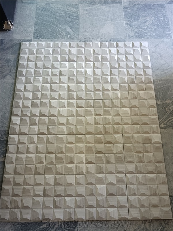 Natural Marble Mosaic 3D Wall Design Outdoor Cladding Cover