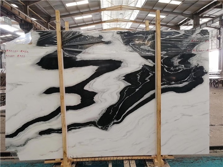 Panda White Marble Stair White Marble Bookmatch Slab Wall 