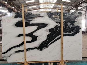 Panda White Marble Stair White Marble Bookmatch Slab Wall 