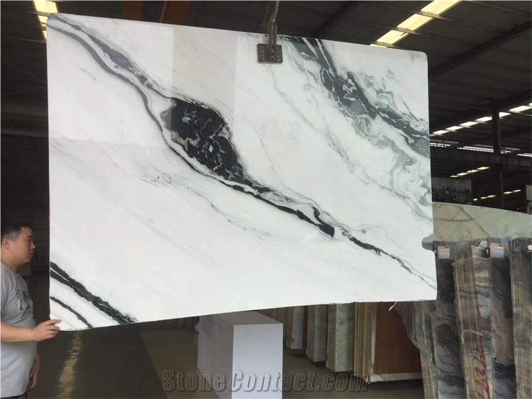 Panda White Marble Stair White Marble Bookmatch Slab Wall 