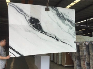 Panda White Marble Stair White Marble Bookmatch Slab Wall 