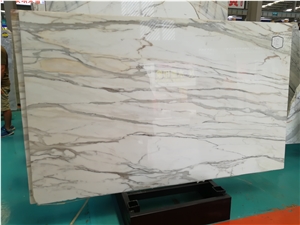 Calacatta Oro White Gold Polished Book Matching Slabs