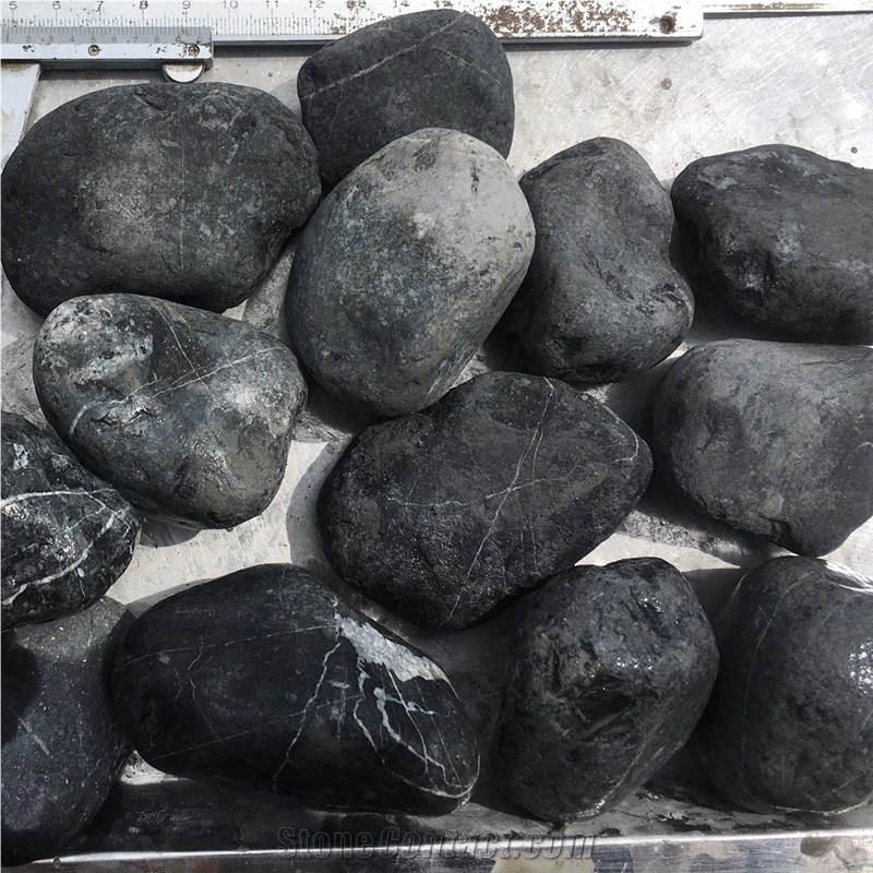 Landscaping stone black pebble stone for decoration