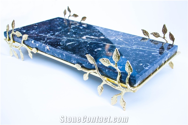 Golden Black Tray with bronze stand