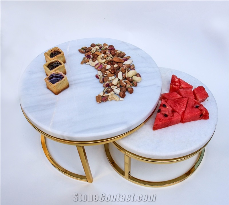 white marble tasting tray