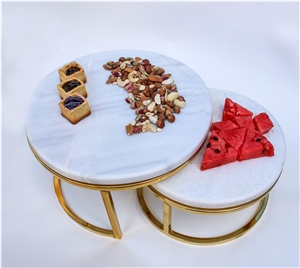 white marble tasting tray