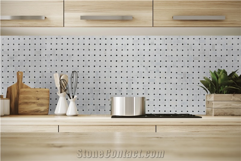 Carrara White Polished Marble Mosaics