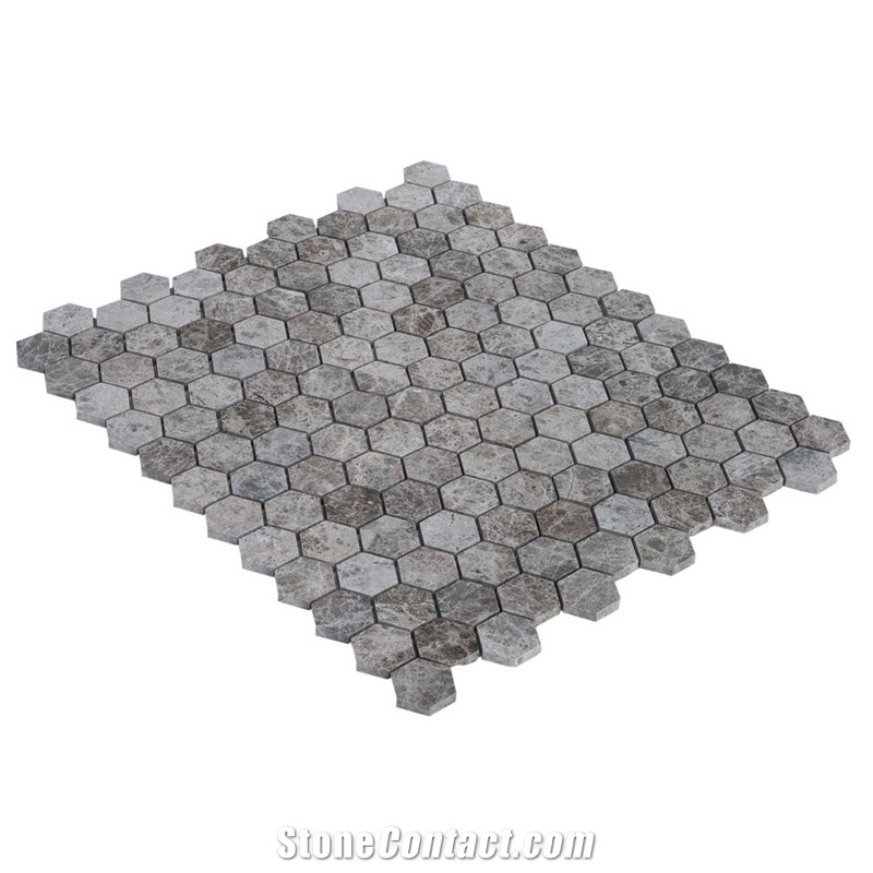 Silver Emperador Polished Marble Mosaics