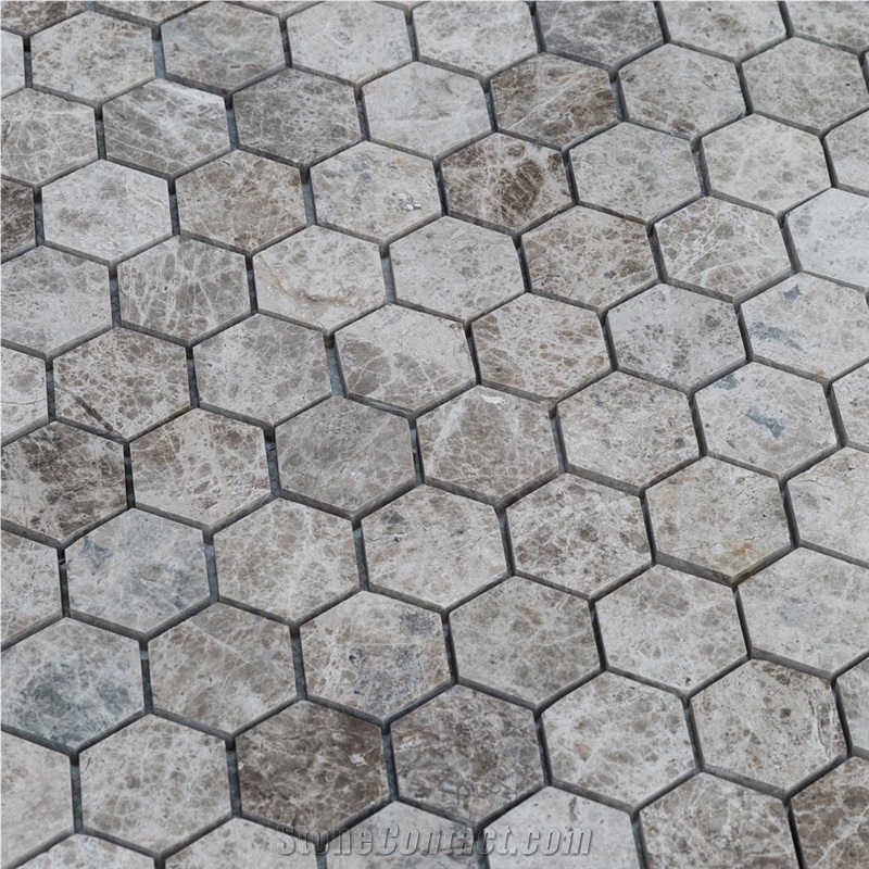 Silver Emperador Polished Marble Mosaics
