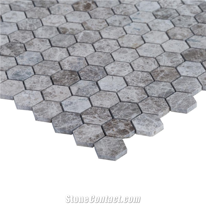 Silver Emperador Polished Marble Mosaics