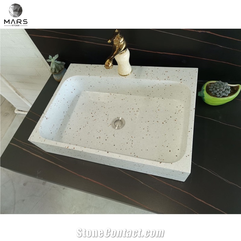 China Colored Bathroom Sinks Waterproof Stone Terrazzo 