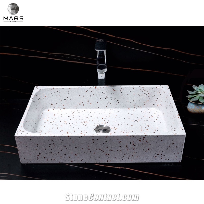 China Colored Bathroom Sinks Waterproof Stone Terrazzo 