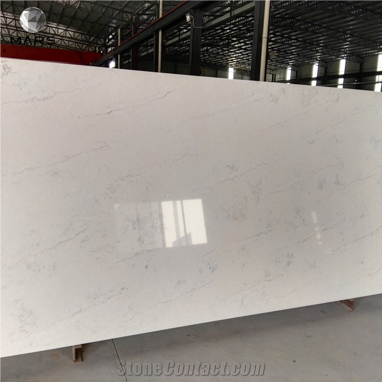 Factory Popular Design White Carrara Quartz Countertops Slab