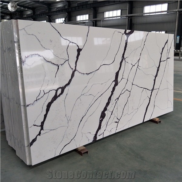 Factory Price Polished White Calcutta Artificial Quartz Slab