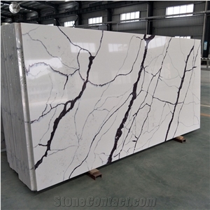 Factory Price Polished White Calcutta Artificial Quartz Slab