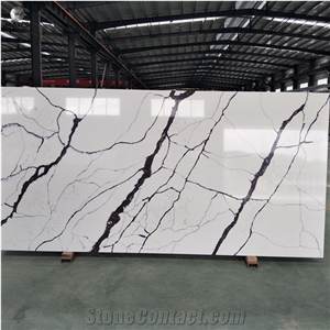 Factory Price Polished White Calcutta Artificial Quartz Slab