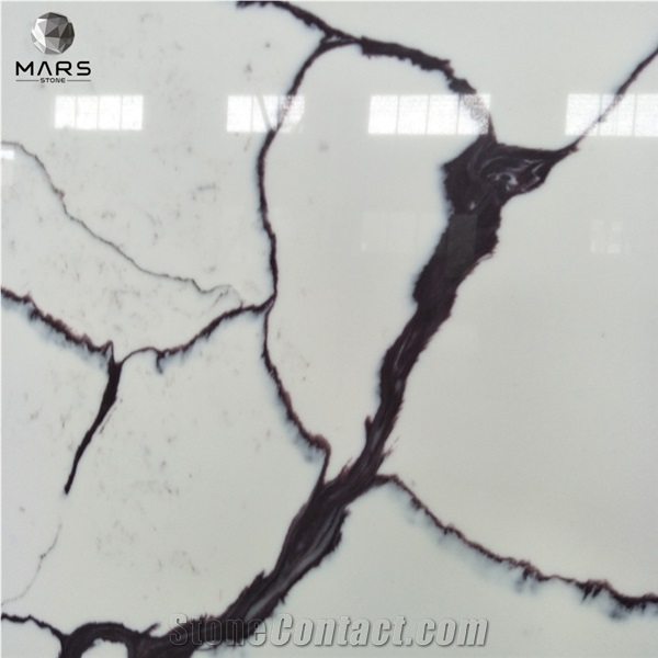 Factory Price Polished White Calcutta Artificial Quartz Slab