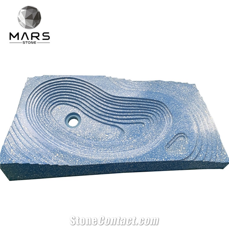Modern Design New Blue Terrazzo Stone Bathroom Basin Sink 