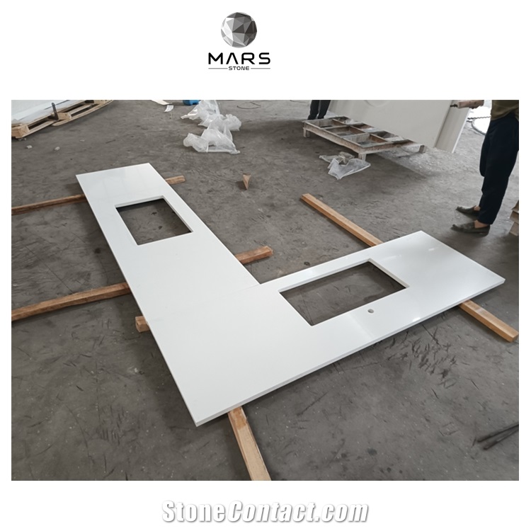 Popular Pure White Quartz Stone Countertops and Island