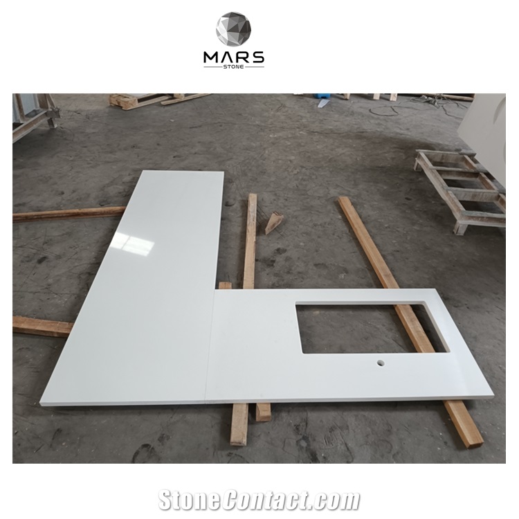Popular Pure White Quartz Stone Countertops and Island