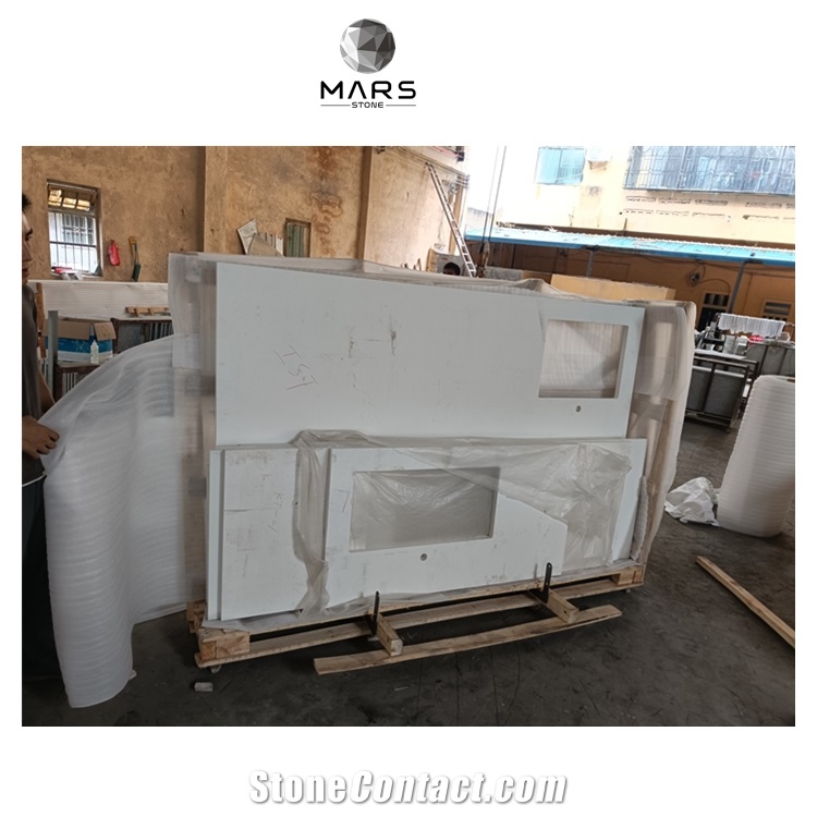 Popular Pure White Quartz Stone Countertops and Island