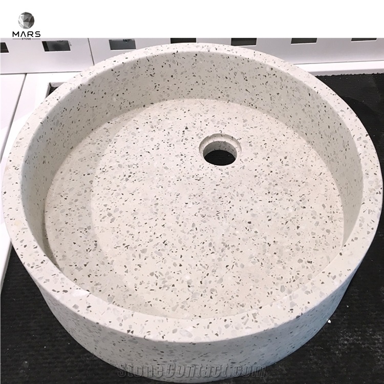 White Cement Concrete Terrazzo Wash Basins and for Bathroom