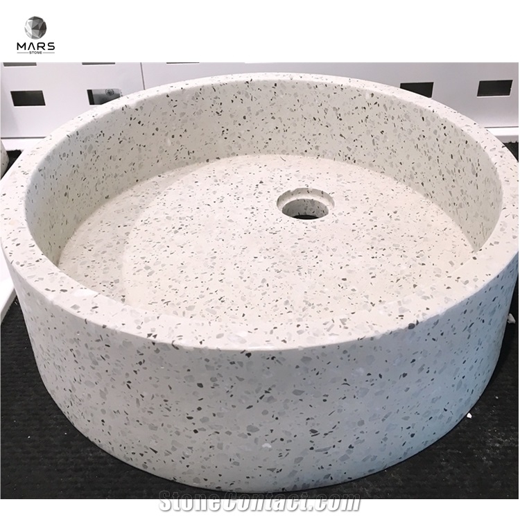 White Cement Concrete Terrazzo Wash Basins and for Bathroom