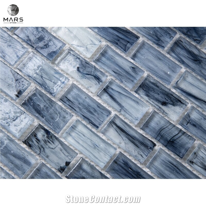 2021 Crystal Marble Stone Strip Brick Glass Mosaic Tile