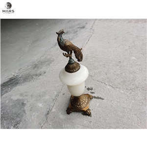 2021 Onyx Lighting With Bird Metal Artwork Onyx Stone Lamps