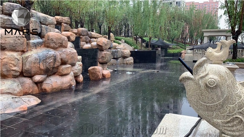 Black Stone Granite Floor for garden For Water Fall