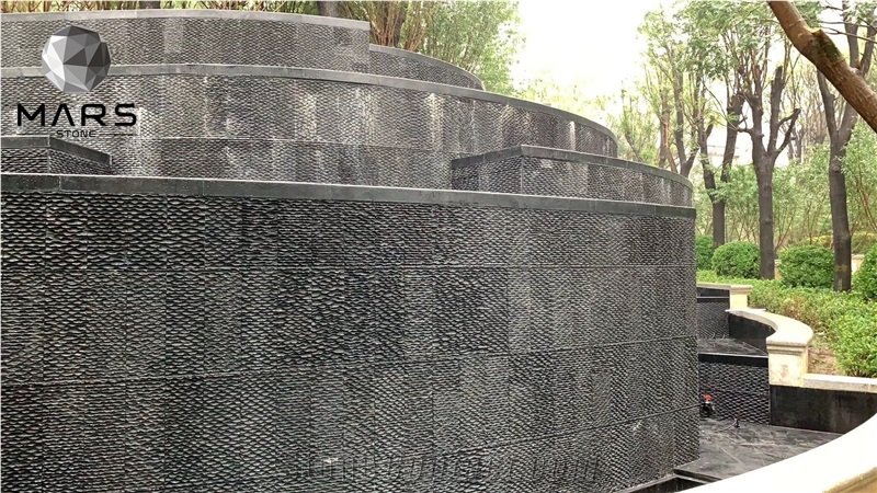Black Stone Granite Floor for garden For Water Fall