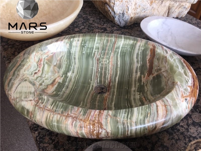 Cheap Bathroom Corner Blue Onyx Sink Custom Size