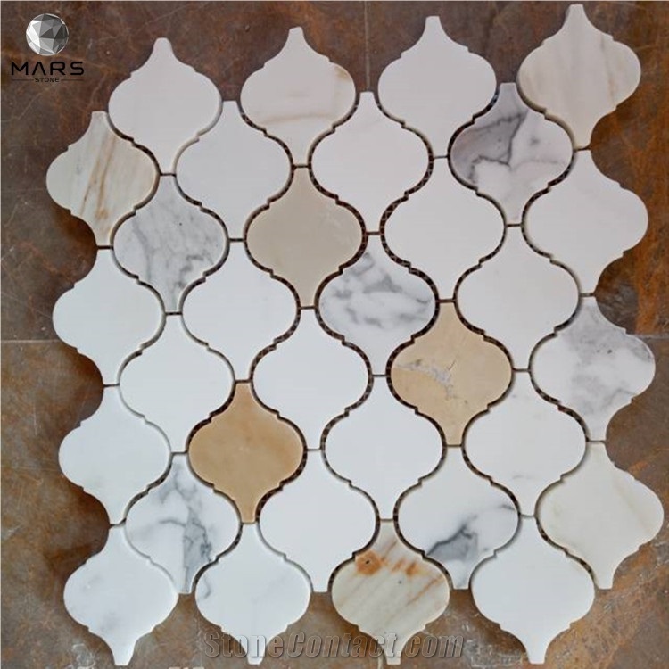 Customized Design Kitchen Wall Lantern Shape Marble Mosaic
