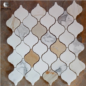 Customized Design Kitchen Wall Lantern Shape Marble Mosaic