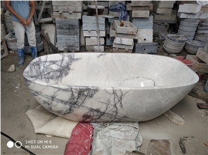 Design Standard Hotel Used Lilac White Marble Stone Bathtub
