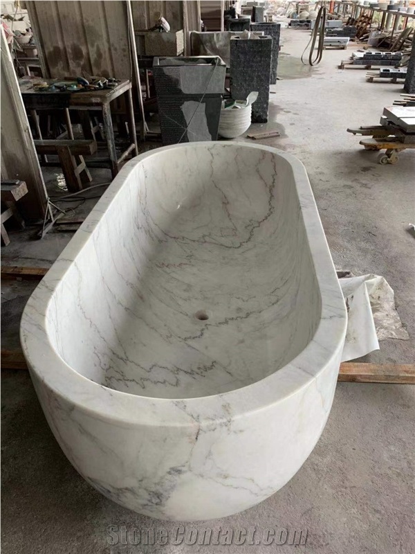 Design Standard Hotel Used Lilac White Marble Stone Bathtub