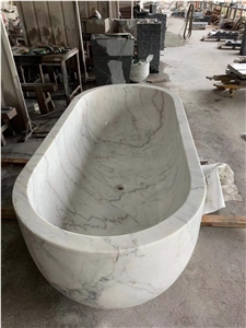 Design Standard Hotel Used Lilac White Marble Stone Bathtub