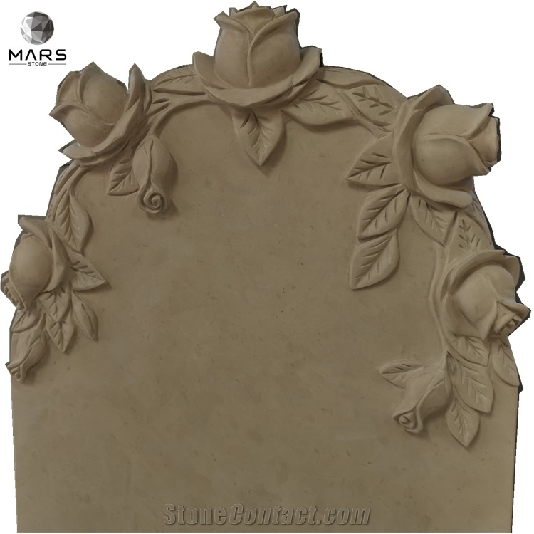 European Design Ocean Beige Marble Gravestone Factory