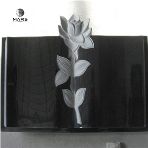  European Type Black Indian Granite Tombstone Book Monument 