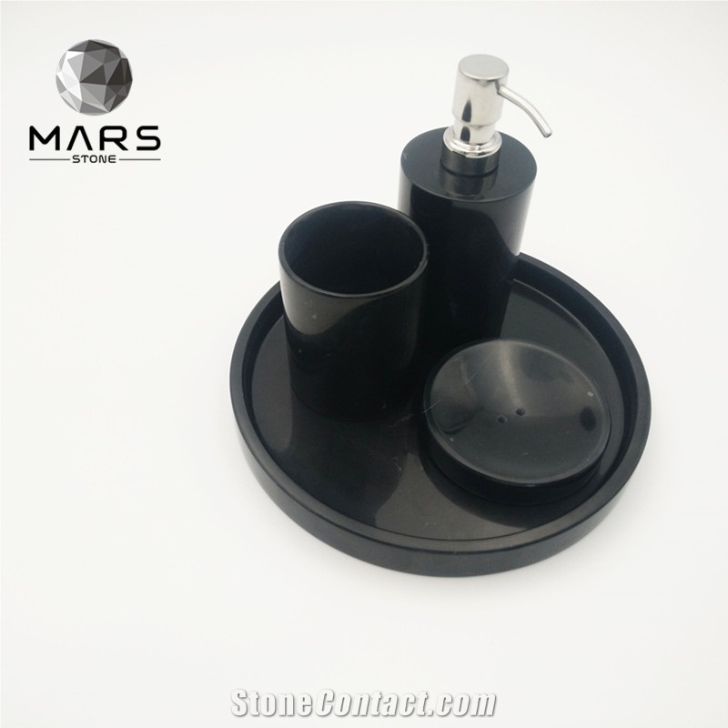 Green Marble Bathroom Accessory Sets With Stone Soap Dish