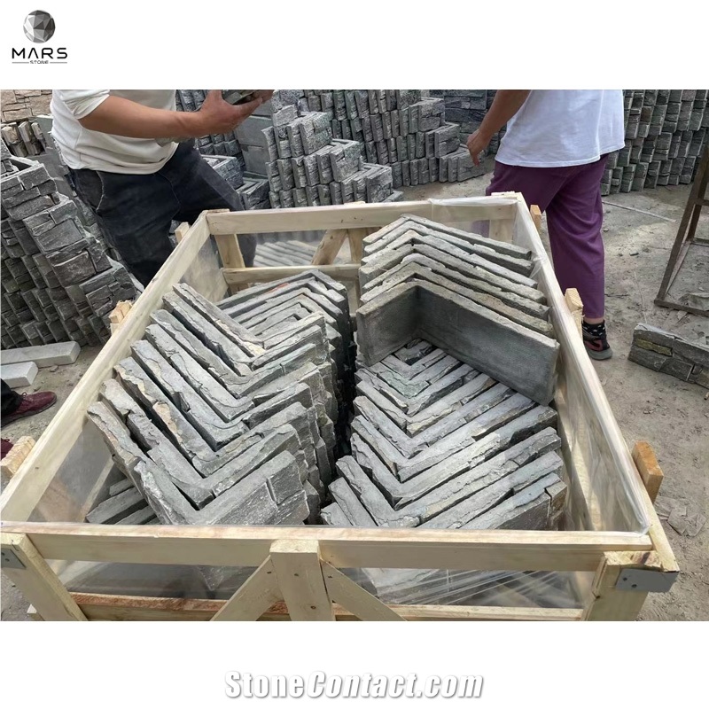 Grey Cement Brick Culture Veneer Natural Stone Cladding Wall