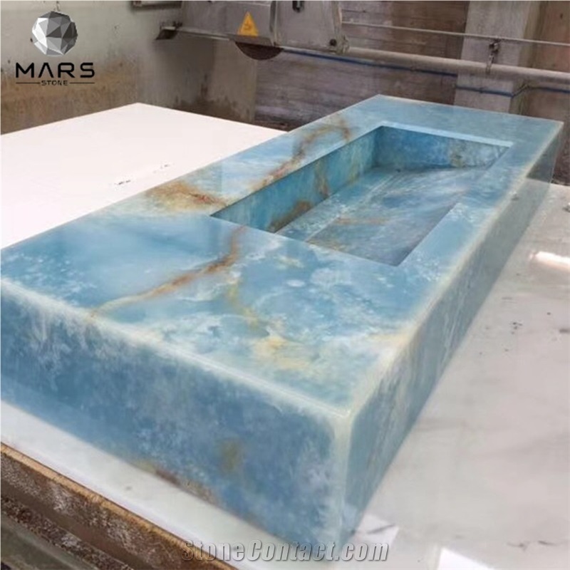 High polished bathroom double sink marble vanity basin