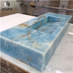 High polished bathroom double sink marble vanity basin