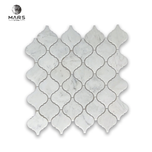 Irregular Lantern Shape Carrara White Marble Mosaic Design
