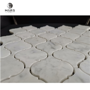 Irregular Lantern Shape Carrara White Marble Mosaic Design