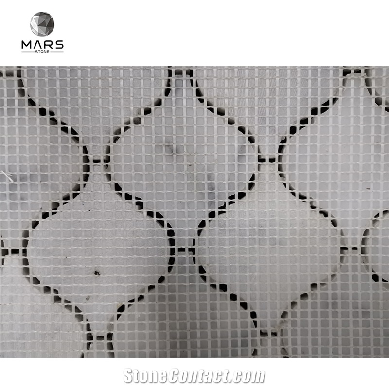 Irregular Lantern Shape Carrara White Marble Mosaic Design