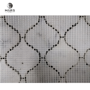 Irregular Lantern Shape Carrara White Marble Mosaic Design